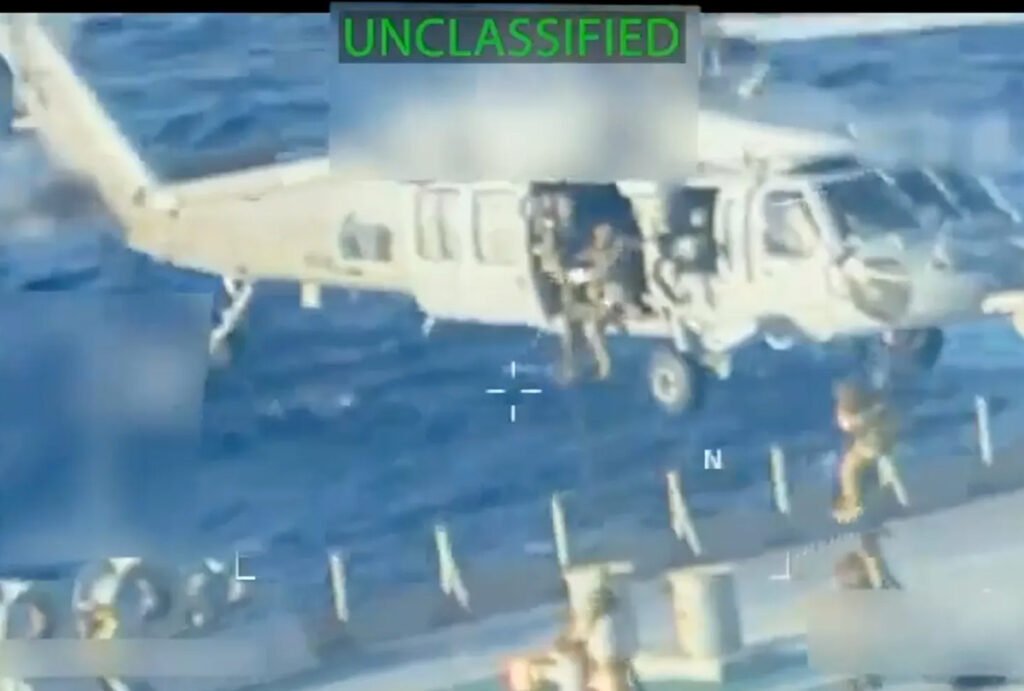 US forces seize a sanctioned oil tanker off Venezuela's coast, enforcing international sanctions.